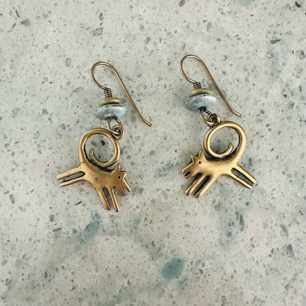 Laurel Burch Gold Dog Earrings